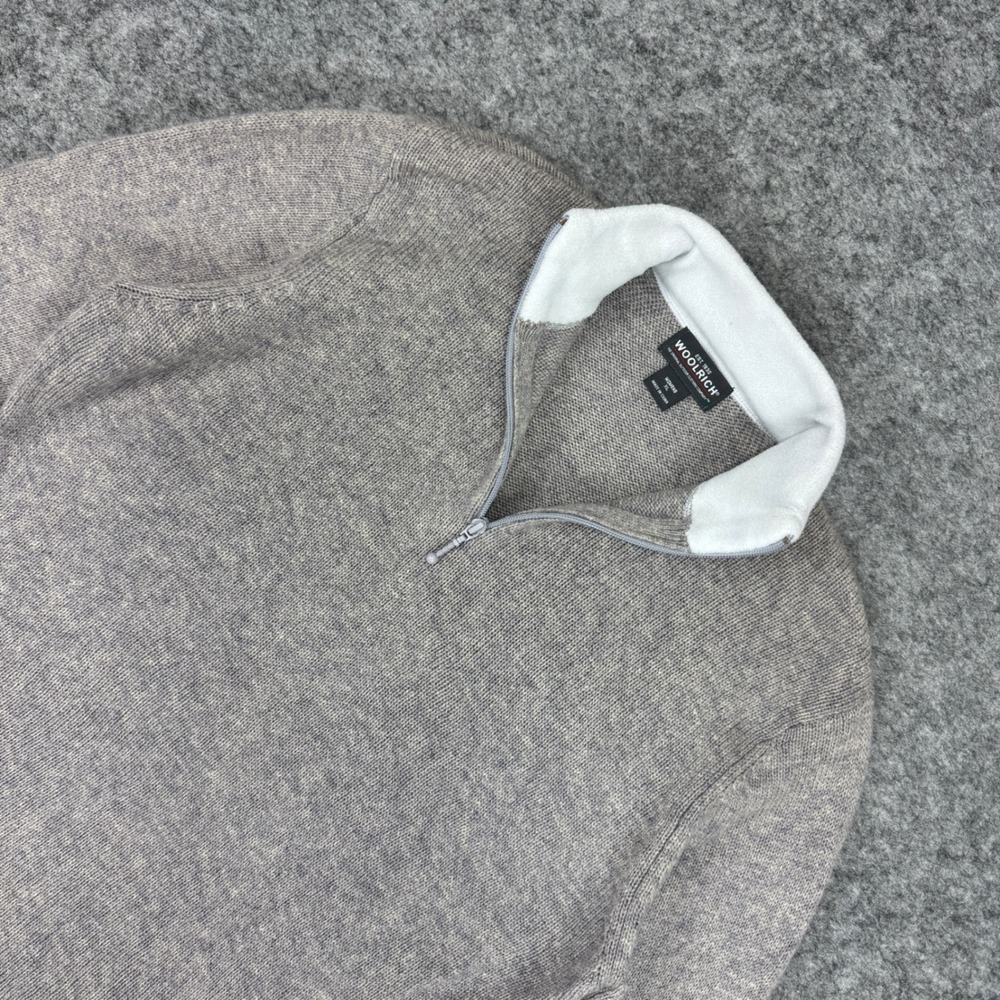 Woolrich Womens XL Gray‎ 100% Wool Quarter Zip Sweater Dusk 9516 Pullover